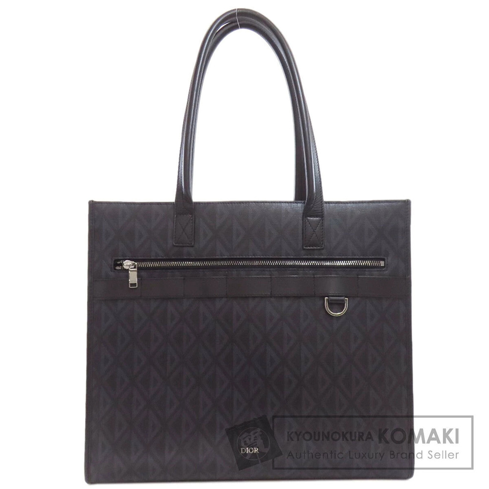 Christian Dior CD Diamond Safari tote bag top handles front zip Black